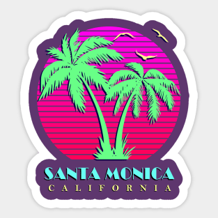 Santa Monica California Palm Trees Sunset Sticker